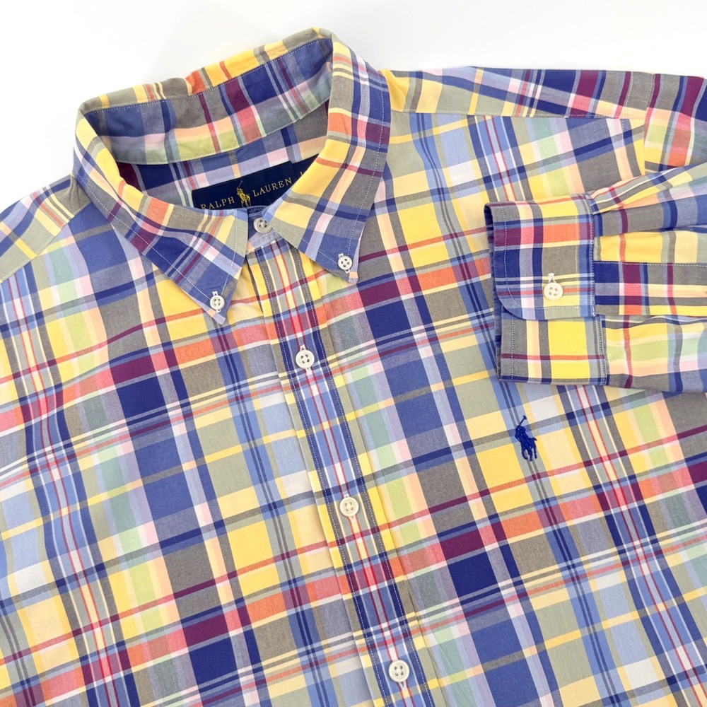 Ralph Lauren Button Down Mens L Multicolor Plaid Excellent Classic Fit Shirt